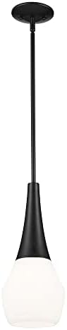 Kichler Deela 17 Inch 1 Light Pendant with Satin Etched Cased Opal Glass in Black