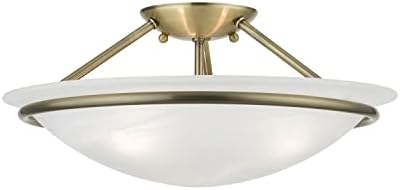 Livex Lighting 4824-01 Newburgh Collection 3 Light Semi-Flush, Antique Brass, 7 x 0.1 x 0.1