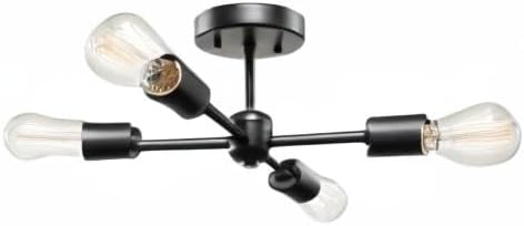 Globe Electric 66008 Vane 4-Light Flush Mount Ceiling Light, Matte Black