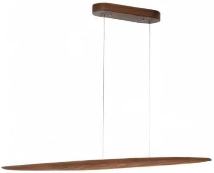 YISDESIGN 39" Wood Linear Pendant Light LED Dimmable Hanging Light Dinning Room Light Fixture Island Lights 24w for Dining Room Kitchen Island Bar Walnut Color