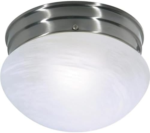 NUVO SF76/671 One Light Mushroom Flush Mount, Brushed Nickel/Alabaster Glass