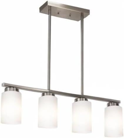 TODOLUZ Brushed Nickel Kitchen Island Light, Farmhouse Pendant Light Fixtures with Opal White Glass Shades Modern Linear Ceiling Hanging Light for Living Room