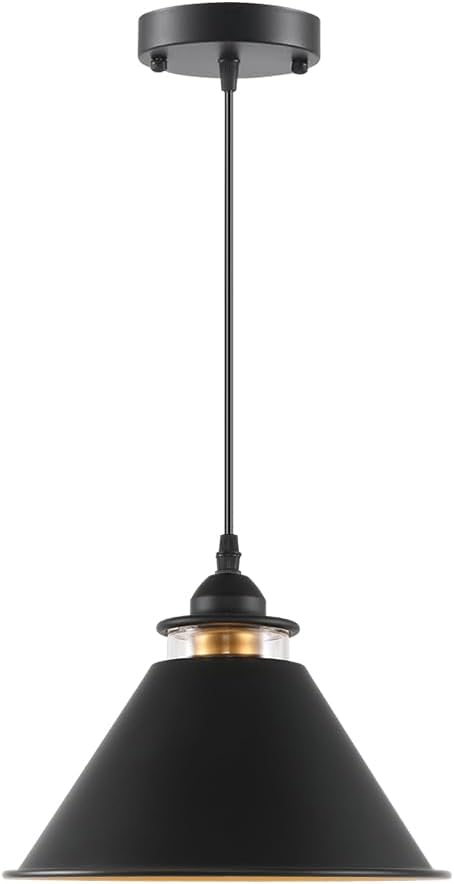 Black Pendant Lights Kitchen Island 2 Pack, Dome Pendant Light Fixtures, Farmhouse Pendant Light, Modern Pendant Lights for Kitchen Island Dining Room Bedroom Study (2, Black)