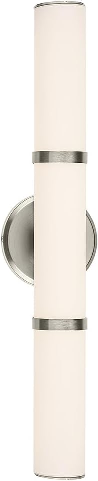 Kichler Rosh 24.25" LED Bathroom Vanity Light Fixture with White Glass in Brushed Nickel, Modern Minimalist Bath Bar for Mirror Lighting (24.25" W x 5" H), 55188NILED