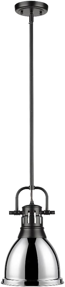 Golden Lighting 3604-S BLK-RD Duncan Pendant, Matte Black with Red Shade