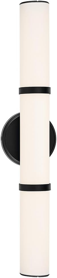 Kichler Rosh 24.25" LED Bathroom Vanity Light Fixture with White Glass in Black, Modern Minimalist Bath Bar for Mirror, Dimmable 5 CCT Selectable (24.25" W x 5" H), 55188BKLED
