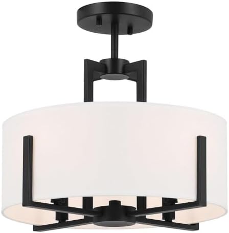 Kichler Malen 4-Light Semi Flush Mount Ceiling Light Fixture, Modern Convertible Semi-Flush or Pendant Light with Fabric Shade in Champagne Bronze, Bedroom or Hallway, (15" Dia x 14.25" H), 52591CPZ