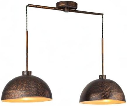 2 Light Copper Pendant Lights Kitchen Island, Farmhouse Dome Pendant Light Fixture with Metal Shade Adjustable Cord for Dining Room, Over Table
