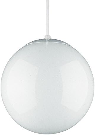 Generation Lighting 6020-15 Leo Globe One-Light Pendant Hanging Modern Fixture, 10", White Finish