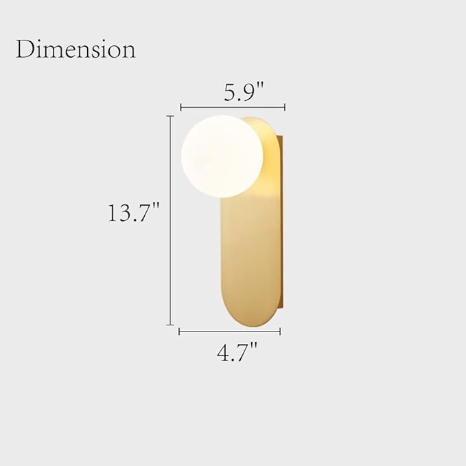 Gold Bathroom Wall Light Fixture,Hardwired Glass Wall Lamp with Globe Lampshade,Mid Century Modern Sconce for Living Room Bedroom and Study Room
