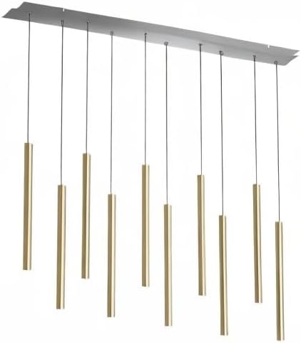 CANALIS 10 Mini Pendant Lighting Brass - LED Hanging Light Fixture for Kitchen Island, Bar, Foyer - Cluster Pendants - Dimmable, Adjustable Wire, Lamp Bulb Included