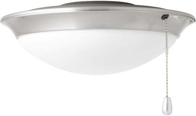 Progress Lighting 1-Light Universal Low Ceiling Fan Light Kit for AirPro Collection Ceiling Fans, Low Profile Design, Includes 1 LED Light Bulb, Brushed Nickel