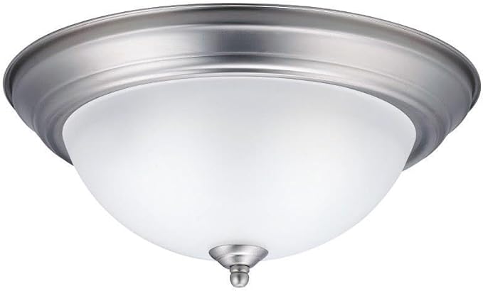 Kichler 8112NI Flush Mount Round Glass Ceiling Lighting, Brushed Nickel 2-Light (14" W x 6" H) 60 Watts, 13.25" Width
