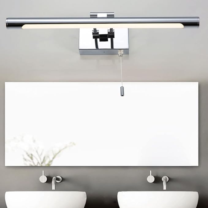 Bar LED Modern Bathroom Vanity Light 5W - Bathroom Lighting Fixture Over Mirror Lamp Chrome Finished Wall Sconces Make Up Vanity Light Fixtures with Pull Chain Switch On/Off, 13.77" 6000K