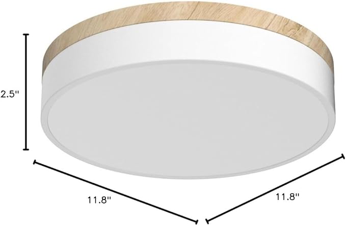 WOKNOS Dimmable Wood Ceiling Light Fixture 2700K-6000K 5CCT Modern White LED Flush Mount Ceiling Light Minimalist Circle Close to Lighting Fixture for Bedroom Kitchen Bathroom Laundry Room 11.81 Inch