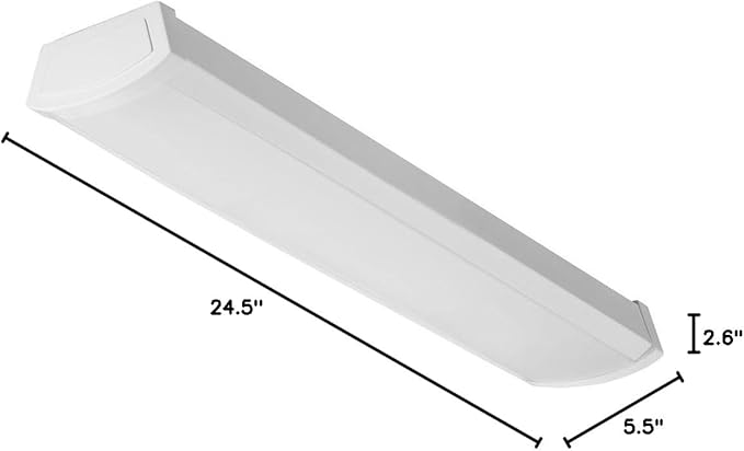 Lithonia Lighting 2 Foot LED Light Fixture, Low-Profile LED Wraparound Flush Mount Ceiling Light, 3000K Warm White, 120V, 24-Inch (FMLWL 24 830)