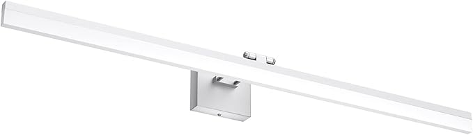 Ralbay 40" Silver Bathroom Vanity Light 24W Adjustable Silver Vanity Lighting Modern LED Bathroom Vanity Light Fixtures Over Mirror (6000K Cool White Light)