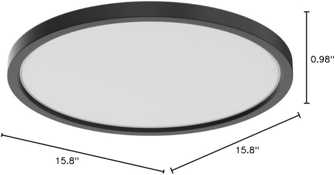 CycevSun 15.8 Inch Black Blush Mount Ceiling Light, Dimmable & 3000K-4000K-5000K Selectable - 24W Low Profile Slim Surface, 2 Pack