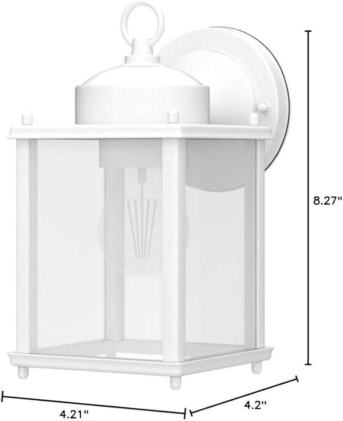 MATAMEYE Outdoor Wall Lantern, Exterior White Waterproof Wall Sconce Lighting Fixtures, Front Door Wall Lights with Clear Beveled Glass Shade, 2 Pack