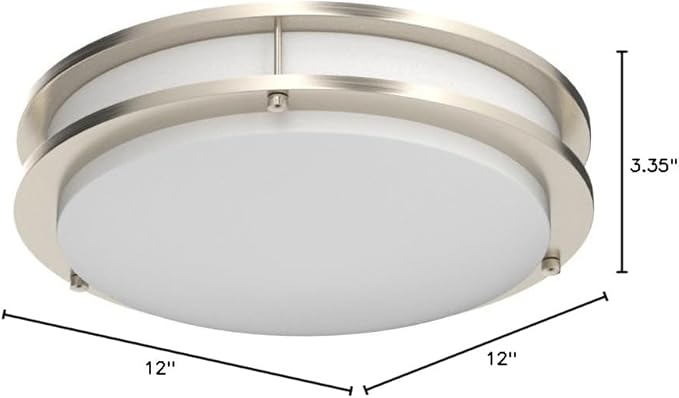 DYMOND LED Ceiling Light Flush Mount Dimmable Adjustable Lighting from Warm White to Daylight 2700K 3000K 3500K 4000K 5000K 5 in 1 Selectable CCT (Brushed Nickel, 12 Inch)