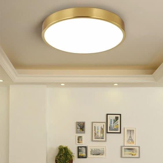 2 Pack 9 Inch Brushed Gold Metal Flush Mount LED Ceiling Light,3000K-5000K Thin Round Low Profile Ceiling Lamp,Modern Surface Mount Ceiling Light Fixtures for Bedroom Hallway Bathroom
