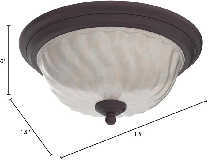 Westinghouse 6230900 Naveen Two-Light Flush-Mount Exterior Fixture, Oil Rubbed Bronze Finish on Steel with White Alabaster Glass