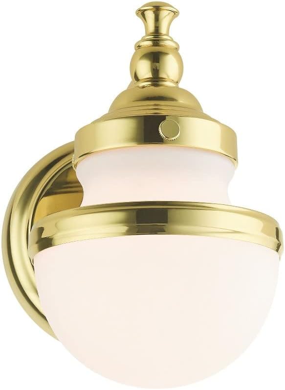 Livex Lighting 5711-91 Oldwick 1-Light Bath Light/Wall Sconce, Brushed Nickel, 5.5 x 7.25 x 8.25