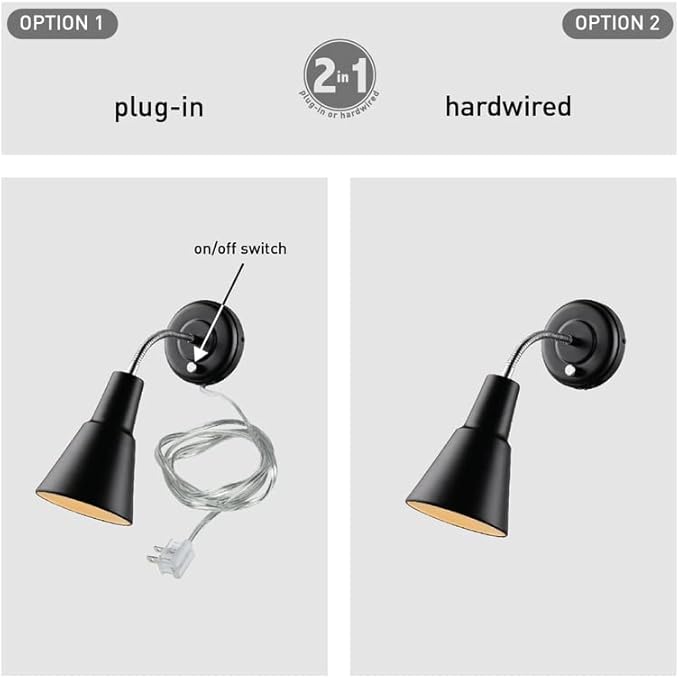 Globe Electric 65312 Ramezay Gooseneck Sconce, Matte Black, Bulb Not Included