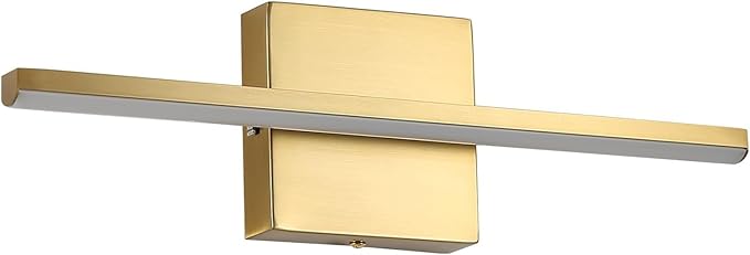 Brushed Gold Vanity Light 16 Inch Modern Bathroom Light Fixtures 14W Wall Vanity Lamp Over Mirror, Dimmable 5CCT LED Wall Sconce for Bedroom Cabinets UL Certificated