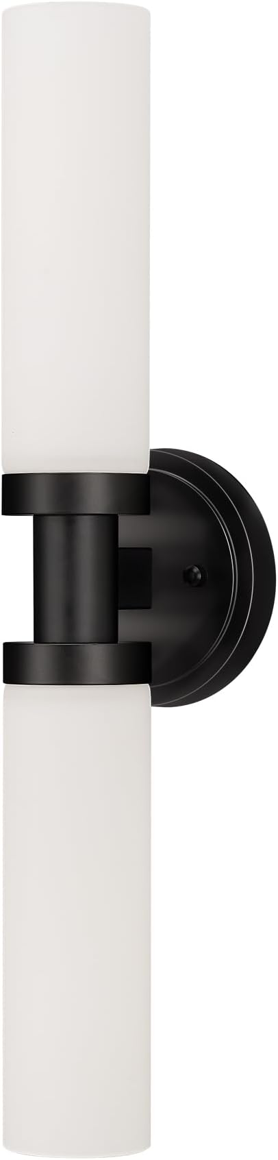 SANTOSTOCK Black Bathroom Light Fixtures, 2-Light Wall Sconces Lighting W/White Glass Shade, Modern Vanity Lights for Mirror, Wall Mounted Lamp, E26 T10 Bulbs(Excluded)