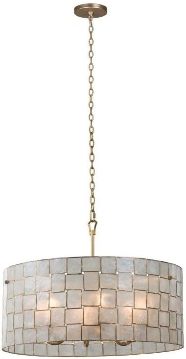 Kalco 505851OL Contemporary Modern Six Light Pendant from Roxy Collection in Gold, Champ, Gld Leaf Finish,