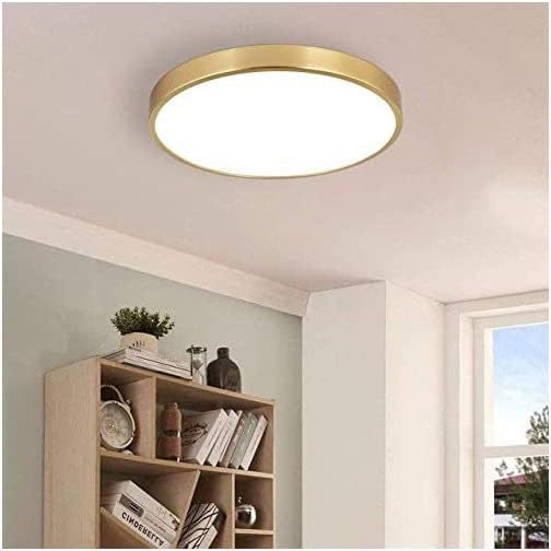 SOTTAE 12 Inch Brushed Gold Metal Flush Mount LED Ceiling Light, 3000-5000K 20W Thin Round Modern Low Profile Ceiling Light Fixtures for Bedroom, Living Room, Kitchen, Entryway, Bathroom