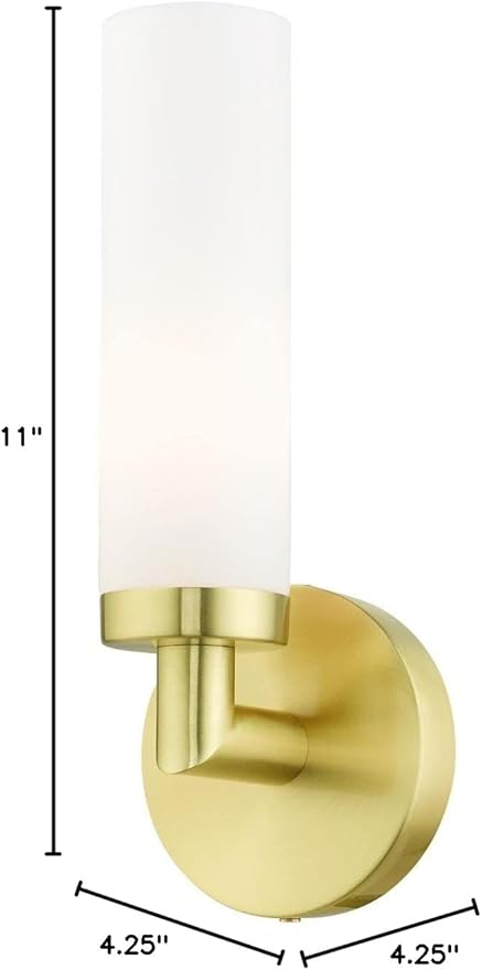 Livex Lighting Aero 1 Light Wall Sconce Satin Brass Finish, 4.25 x 11