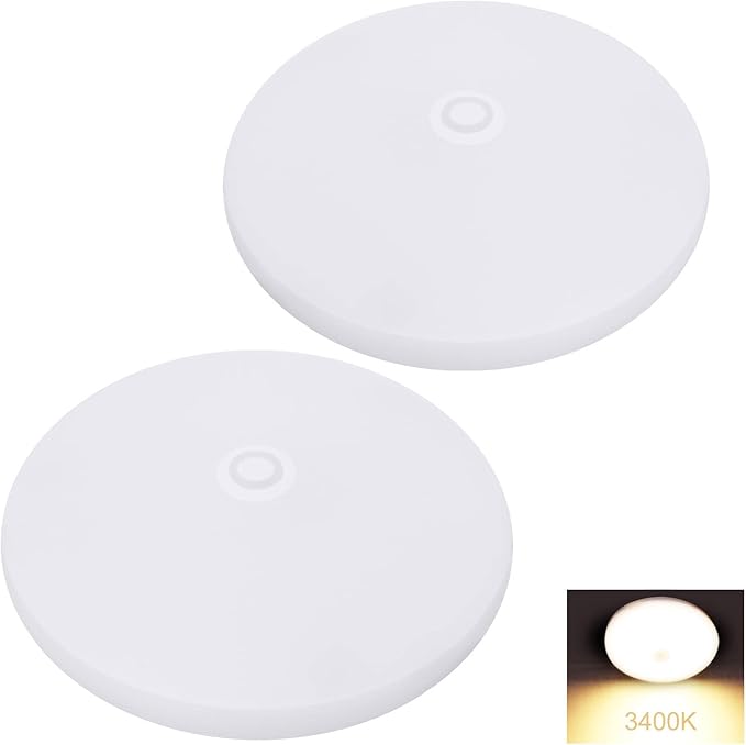 Facon 2-Pack Ultra Slim 4.5'' 12V RV Puck Lights w/Switch, SY-SM45 3400K Warm White LED Interior Lights for RVs, Camper Van, Boats, 12V Dome Light Fixture – cETL Certified