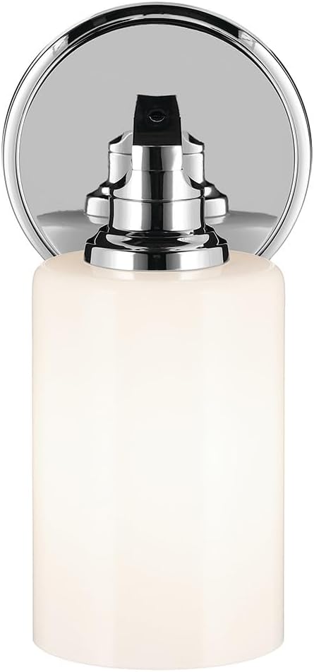 Kichler Gioe 1-Light Wall Sconce Bathroom Vanity Light Fixture with Opal Glass in Chrome, Damp Rated for Powder Room, Kitchen, Hallway, Bedroom (5" W x 9.5" H), 55224CH