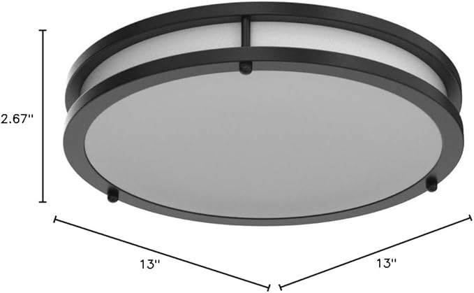 2-Pack 36W LED Ceiling Lights Black, 13inch Flush Mount Light Fixtures 3600LM 2700K/3000K/4000K/5000K/6500K Color Changing Ceiling Lights, Modern Dimmable Lighting for Kitchen Living Room Bedroom