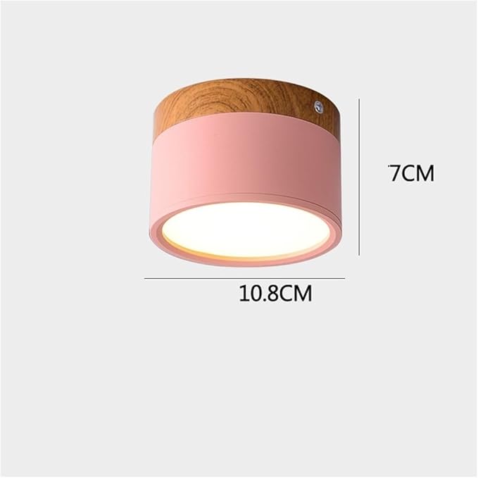 KISAD Nordic Modern and Minimalism Ceiling Lights Macaron Color Semi Flush Mount Ceiling Light Cylindrical Ceiling Light Fixture for Bedroom(Pink)