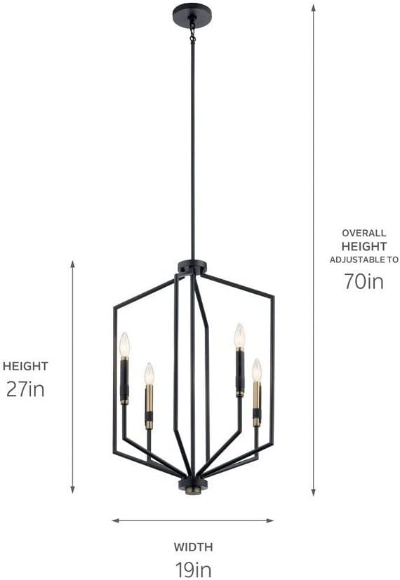 Kichler Armand 27 inch 4 Light Foyer Pendant in Black and Bronze Finish