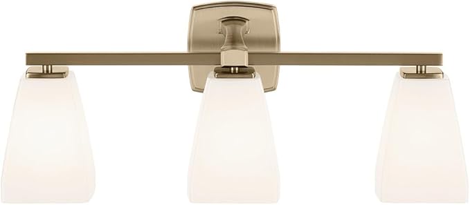 Kichler Marant 21.25" 3-Light Bathroom Vanity Light Fixture with Opal Glass in Champagne Bronze for Over Mirror, Modern Wall Mount (21.25" W x 9.5" H), 55216CPZ