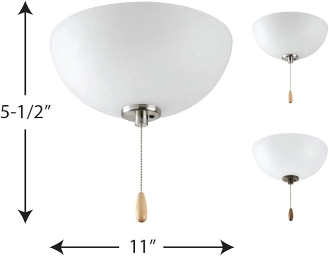 Progress Lighting 2-Light Ceiling Fan Light, Bravo Collection, Indoor, P2650-01WB, Antique Bronze, Brushed Nickel