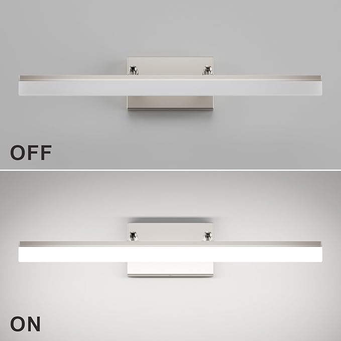 Aipsun 24 inch Modern Brushed Nickel Vanity Light Adjustable Bathroom Light Fixtures Over Mirror Rotatable Vanity Lighting 5500K