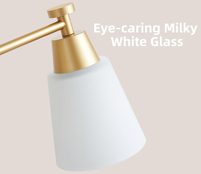 Modern Bathroom Light Fixtures,1-Light Brushed Gold Vanity Light Wall Sconce Vintage with Milk Glass