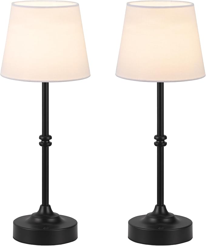 Kakanuo Rechargeable Cordless Table Lamp Black - 2 Pack 4000mAh Battery Operated Lamp, 3000K Warm Light, Touch Control Stepless Dimming, for Bedside, Dining Table, Home Decor