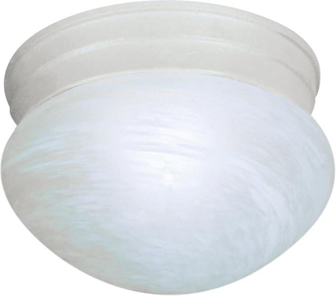 NUVO SF76/612 One Light Flush Mount, White/Alabaster Glass