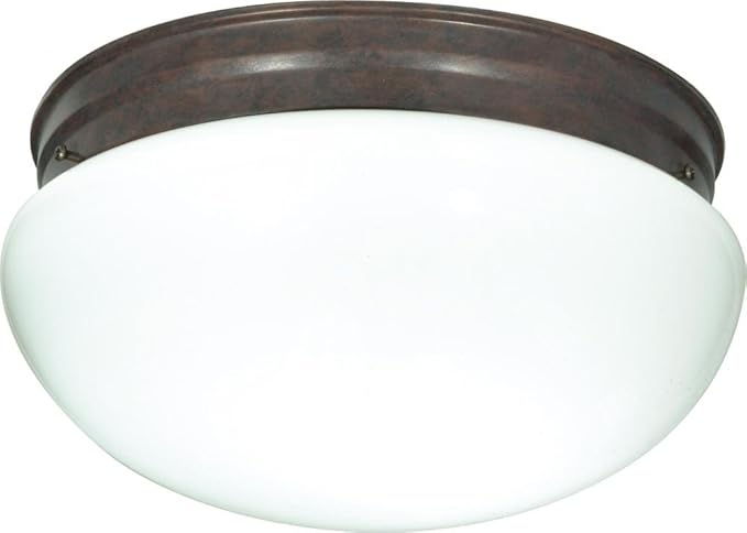 NUVO SF76/604 Two Light Mushroom Flush Mount, Old Bronze/White Glass