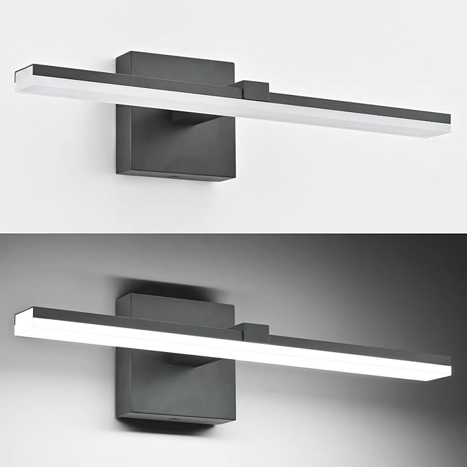 ZUZITO Black Bathroom Vanity Lights - 18 inch Modern LED Bathroom Light Fixtures Dimmable Vanity Light Acrylic Bath Room Lighting Fixture Over Mirror