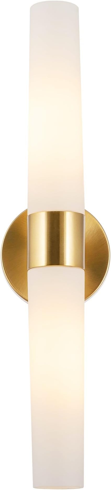 Kira Home Duo 21" Modern Gold Wall Sconce with Frosted Glass Cylinder Shades, Linear 2-Light Gold Wall Light, Cool Brass Finish