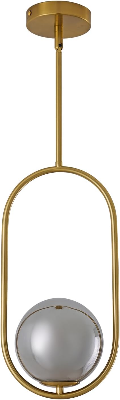 Modern Pendant Lighting Gold Hanging Light Fixture for Sloped Ceiling,Brass Pendant Lighting Fixture Pendant Chandelier Globe Gray Hanging Light