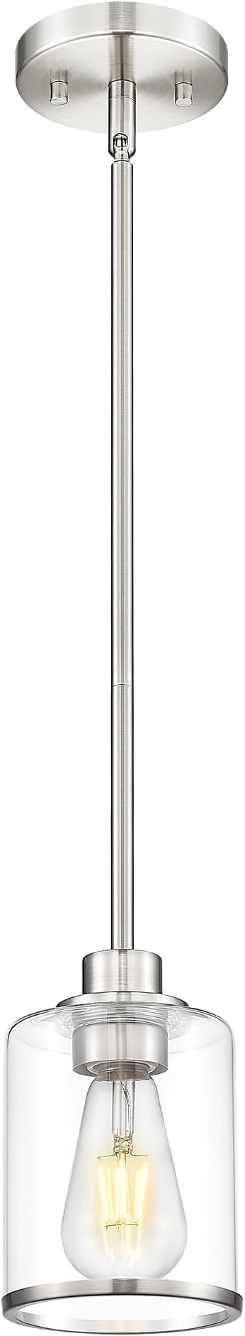 Beionxii Brushed Nickel Pendant Lights Kitchen Island, Hanging Lights Fixtures with Clear Glass, Kitchen Pendant Lighting Over Island, Hanging Lights for Sink, Dining Room, Entryway, BX-PL02BN-CG