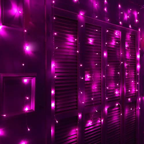 Lainin 3.5M/11ft 96 LED Linkable Fairy Curtain String Light with 8 Modes Memory Functional Controller for Indoor/Outdoor/Patio/Wedding/Christmas Party Holiday Decoration (Pink)